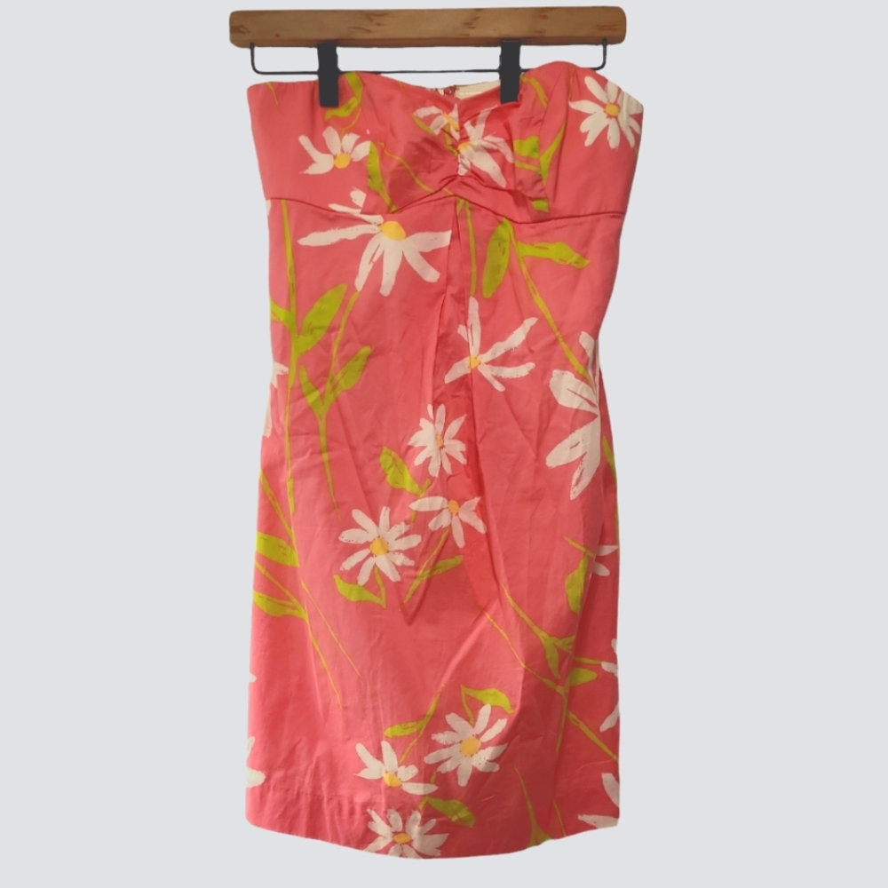 Lilly Pulitzer, Strapless Dress, Floral, Built  In Corset, Zipper Back, Womens 2